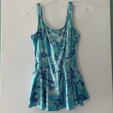 Le Cove Women’s Size 14 BlueSwimdress Skirt Built-In Bra Wide Strap Beach Resort picture