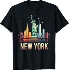 New York City Skyline Graphic T-Shirt Unisex Black Gift Idea picture