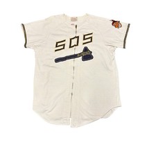 Rare Vintage 50s Cotton Baseball Jersey Indians Tomahawk Full Zip White,Size 40 picture