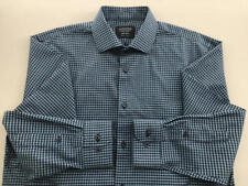 NORDSTROM Men's Shop  NWOT Navy Green White Plaid Non-Iron  15½ 32-33 picture