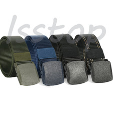 Men's Plastic Tactical Belt Cam Buckle Nylon Canvas Webbing Outdoor Waistband US picture