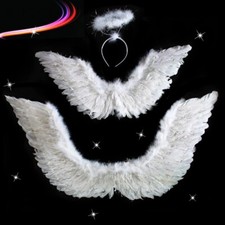 Angel Feather Wings w/Halo Ring Wand Costume Props Adult/Teen/Kids Valentine's picture