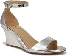 Naturalizer Vera Wedge Women's Silver Sandals NW/OB 7W picture