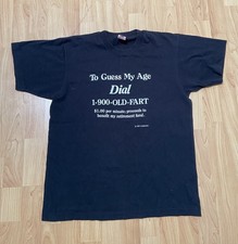 Vintage 1991 Hullabaloo Old Fart T Shirt Mens XL Black Funny Slogan Gag Gift 90s picture