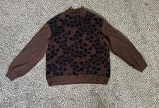 VTG St. John Collection Brown Floral Wool Knit Sweater Women's Medium picture