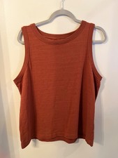 LOFT Rust Tank Top Quality textured cotton with ribbed accents at neck & Slv XL picture
