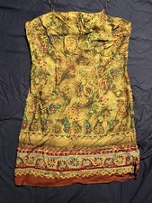 Vintage Y2K No Boundaries Dress M 7/9 Green Paisley Sun Print Beaded Straps picture