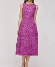 Js Collections Midi Dress Size 6 Purple sequins soutache lace Embroidery JAN900 picture