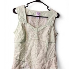 Volcom Vintage Y2K Eyelet Lace Corset Tank Top Mint Green Cotton Small picture