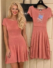 4K Chanel Vintage 2011 Orange Pink Knit Dress 34 36 38 2 4 6 CC Logo Button S M picture