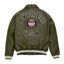 New Avirex Men’s American Bomber Flight Style Genuine Cowhide Leather Jacket picture