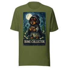 Bone Collector Dachshund Shirt Gothic Necromancer Halloween Horror Tee picture