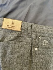 Brunello Cucinelli Men's 5 Packets Treasures Pants Grey 100% Virgin Wool Size 50 picture