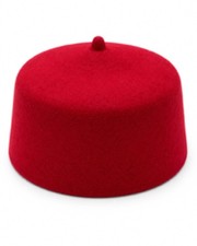 Men's Traditional Igbo Chief Red Cap Wool Felt Hat Muslim Prayer Cap picture