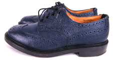 MACKINTOSH LONDON Dark Blue Pebble Leather Wingtip Oxford Dress Shoes Men's 10.5 picture