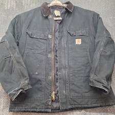 Vintage Carhartt C03 BLK Arctic Traditional Coat Black Distressed Men Large (44) picture