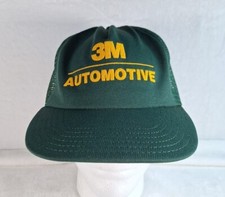 Vintage 3M Automotive Trucker Snapback Hat Green Yellow Logo Made In USA picture