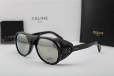 NEW CELINE CL40301U 01C BLACK LEATHER SMOKE AUTHENTIC SUNGLASSES 56-18 picture