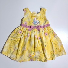 Disney Store 90's VTG Dress 4/5 Yellow Cinderella Embroidered Bow Button Back picture