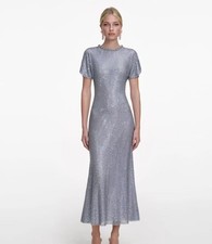 Self portrait BLUE RHINESTONE MESH MIDI DRESS $895 Size US 2 UK 6 picture