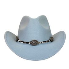 Sky Blue Western Cowboy Cowgirl Hat Braided Concho Band Wide Brim Festival picture