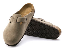 New Birkenstock Boston Taupe Suede Leather Soft Footbed Clog Unisex Shoes 37-45 picture