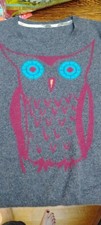 Burberry London 100% Cashmere owl graphic knit sweater grey magenta size L picture