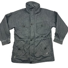 VTG Helly Hansen Men's Full Zip/Snap Nylon Insulated Parka Jacket Gray • Medium picture
