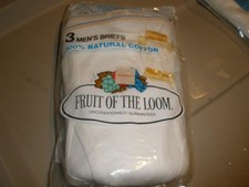 NEW NOS Vtg 1978 Fruit of the Loom 3 Natural Cotton Briefs White Men's Size 30 picture