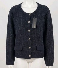 FatFace Copper & Black Cardigan UK 24 Metallic Black Gold Button Knit NWT picture