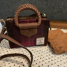 Islander Harris Tweed Wool Fuscia Tartan Mini Satchel Crossbody Bag Fall NEW picture