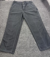 Vintage Carhartt Mens 38x30 Canvas Carpenter Pants Dungaree Fit B11 BLK picture