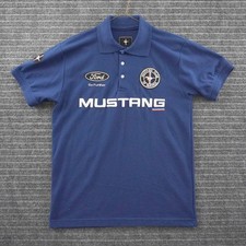 Ford Mustang Club of America Polo Shirt Mens M Blue Embroidered Patch picture
