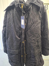 SouLarge Men's 3XL Black Hooded Long Parka Coat Faux Fur Lined Full Zip picture