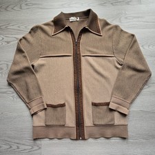 Vintage 1960s Rockabilly Atomic 60s Full Zip Sweater Dagger Collar USA True picture