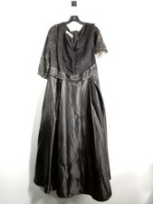 JJ's House Faith A-Line Pleated Satin Mother of the Bride Dress in Black Size picture
