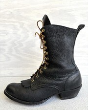 VTG Mike's Custom Boots Idaho Black Bison Leather PNW Logger/Packer Boot 10.5-11 picture