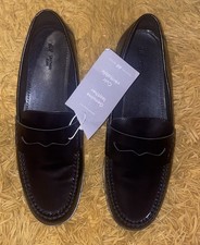 H&M Premium Selection Black Leather Slip-On Dress Loafers Round Toe US 11 M picture