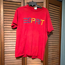 Vintage 1990s ESPRIT M Regular Red Cotton Knit Graphic Crew Neck T-Shirt picture