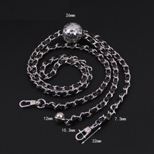Luxury 120cm Leather Black Silver Replacement For Chanel Purse Chain Bag Straps  picture