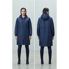Adoretex Women's XS Navy Blue Long Fleece Lined Parka Jacket Hooded Rain Coat picture