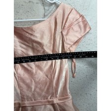 Vintage Lorrie Deb Pink Satin Jacquard Floral Cocktail Dress 50s 60s picture