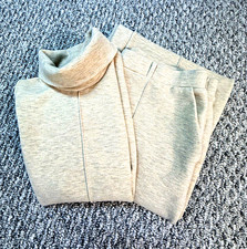 OGL Womens Beige Knit 2 Piece Pants Set Sleeveless Turtleneck Top XL picture