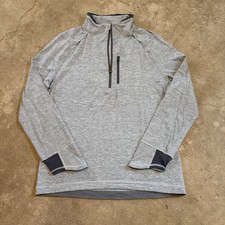 Lululemon 1/4 Zip Pullover Mens Large Gray Striped Activewear Top picture
