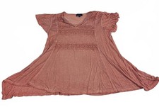 Artesia Women's Dusty Orange Crochet Lace Loose Knit Blouse M picture