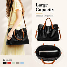 FAXHION Women Soft Leather Tote Bag, Large Capacity Handbag with Detachable picture