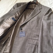 Canali Made in Italy 100% Wool Brown Dual Vent Blazer Jacket 54L NWT picture