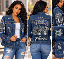 Upcycled OOAK Universal Thread Philadelphia Denim  Rhinestone Jacket Sz M picture