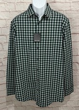 $138 New Mizzen+Main Leeward Dress Shirt Mens L Classic Hunter Green Plaid NWT picture
