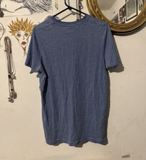 Hollister Men's Blue Solid V-Neck Short Sleeve Logo T-Shirt Size L picture